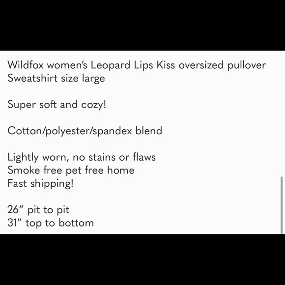 Wildfox women’s Leopard Lips Kiss oversized pullover crewneck Sweatshirt - Picture 6 of 6